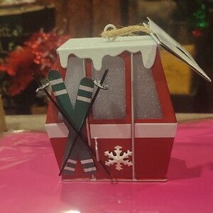 5 For 25.00/Festive Red Ski Gondola Ornament/ NWT